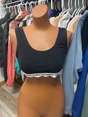 Victoria's Secret Black Scoop Logo-Band Sports Bra